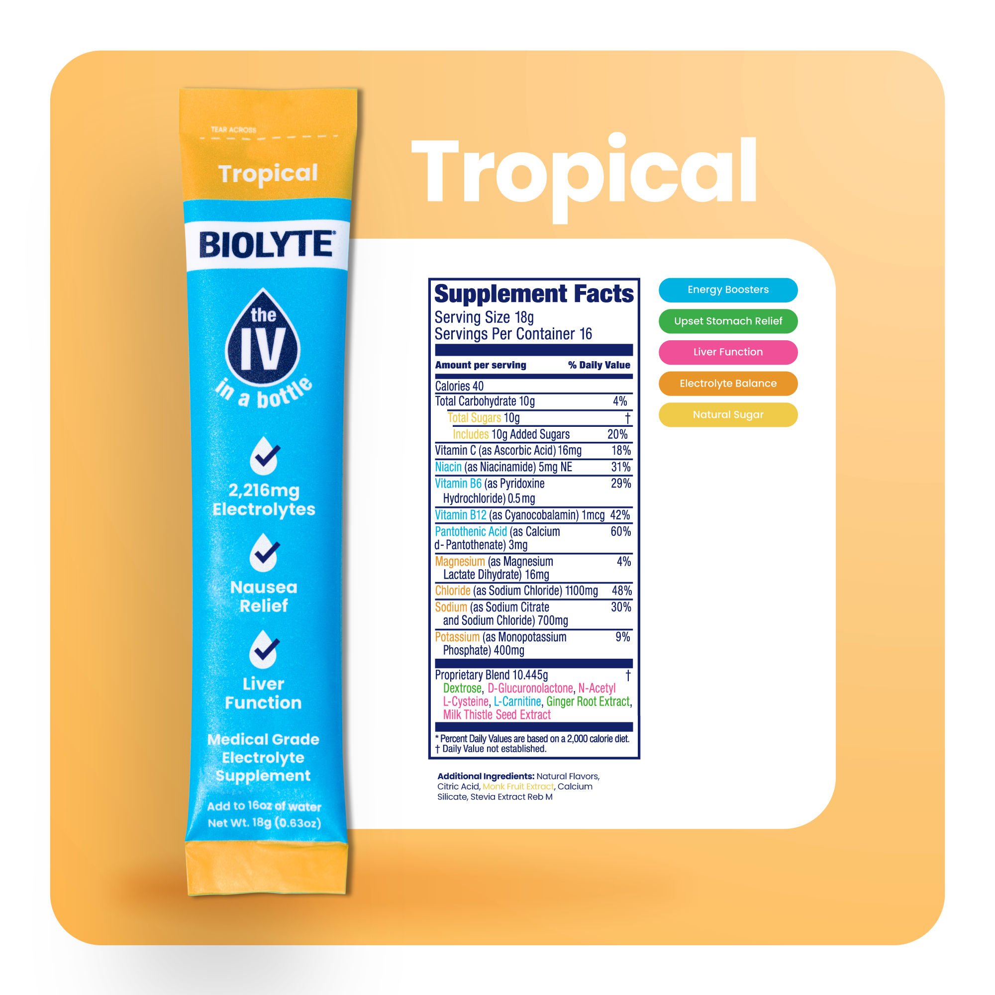 Tropical - 16 stick packs BIOLYTE® On The Go!